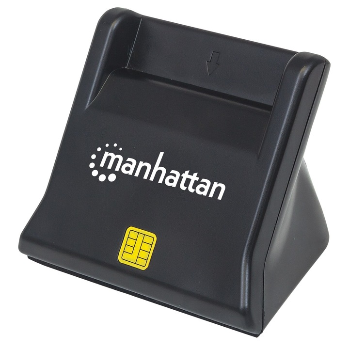 Cititor carduri inteligente/SIM, Manhattan, Plastic, Negru, USB 2.0, 60g
