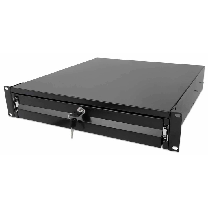 Чекмедже 19", Intellinet, 2 HE, 466x483mm, черно, стомана, 35kg