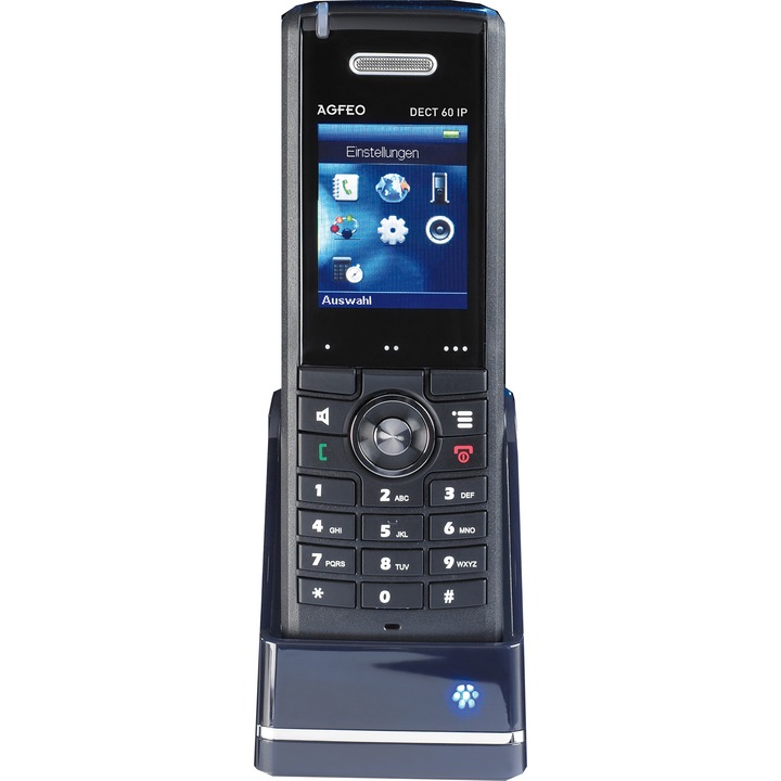 DECT 60 IP телефон, Agfeo, Диагонал 5см, Черен