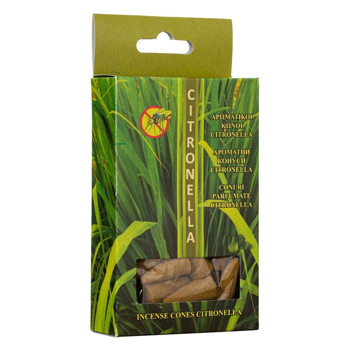 Set 20 conuri parfumate cu ulei de citronela cu suport ceramic Shopiens®