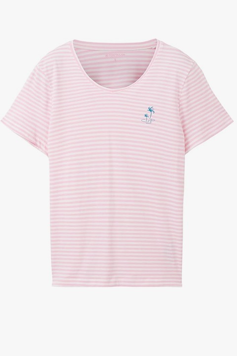 Tricou Tom Tailor, Roz cu Alb