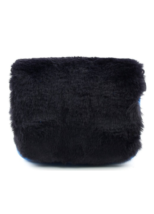 Női táska, O bag, szintetikus szőrme\szövet, fekete\kék