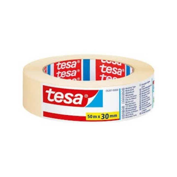 Banda de mascare pentru vopsit, Tesa, hartie, 30 mm x 50 m, galben