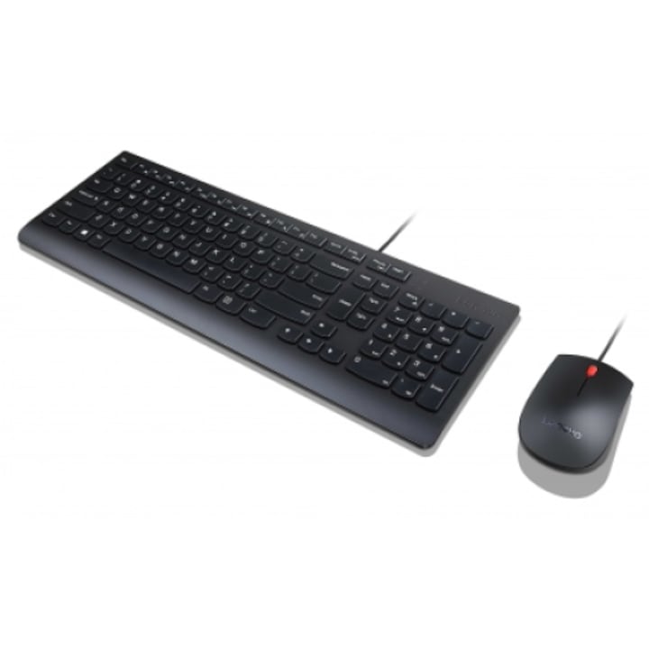 Комплект клавиатура+мишка, Lenovo, USB, черен