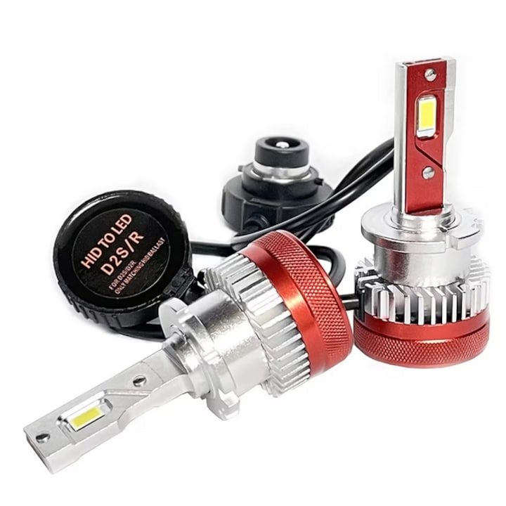 Комплект от 2 D2S LED крушки за кола, Canbus 100%, HID към LED преобразуване, plug and play 35W/Крушка, 6500K