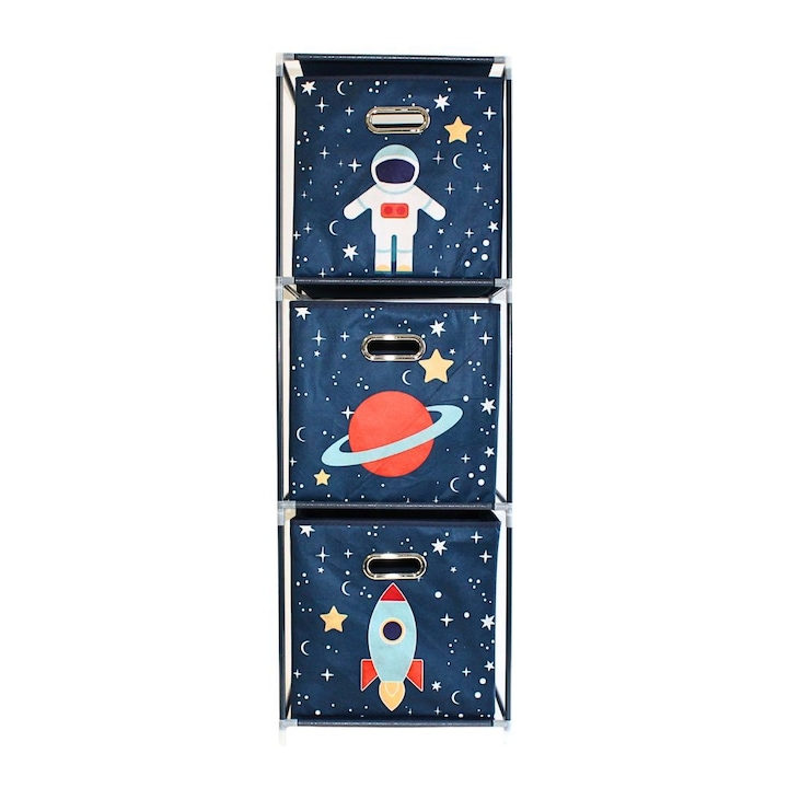 Dulap modular 3 rafturi si 3 cutii depozitare Space