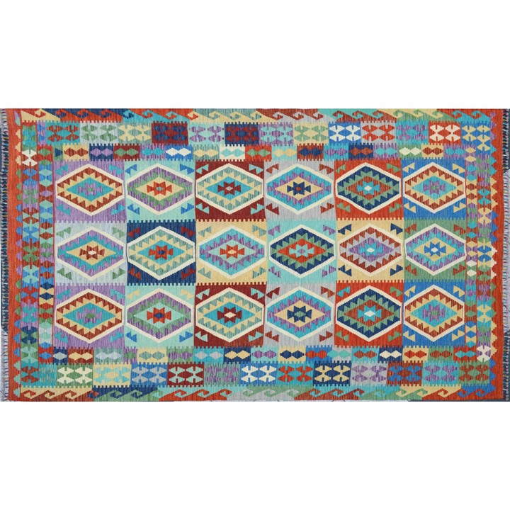 Covor kilim NURY, Luxury Rugs, Lana, Multicolor, grosime 5 mm, 203x288 cm