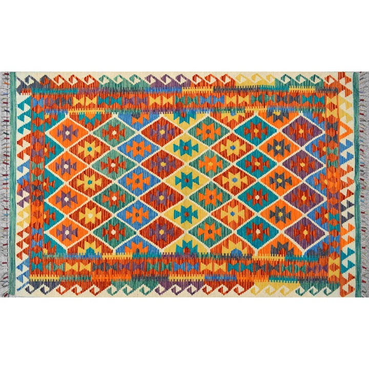 Covor kilim SILAAH, Luxury Rugs, Lana, Multicolor, grosime 5 mm, 126x186 cm