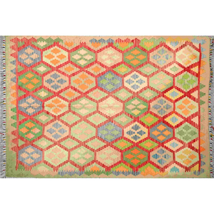 Covor kilim EYMEN, Luxury Rugs, Lana, Multicolor, grosime 5 mm, 147x195 cm