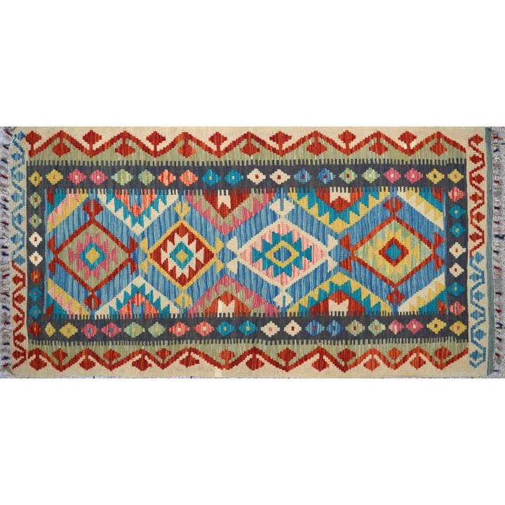 Covor kilim TAYAN, Luxury Rugs, Lana, Multicolor, grosime 5 mm, 80x152 cm