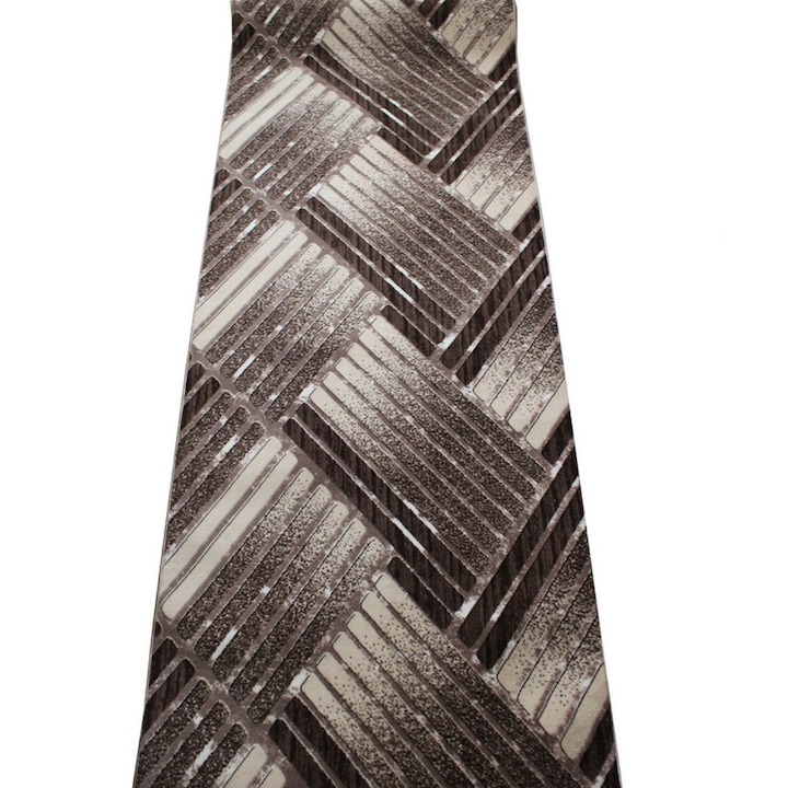 Traversa Antiderapanta Maro cu Bej, Geometric, Poliester, 80 x 250 cm
