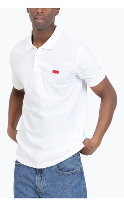 Tricou polo barbati cu logo si croiala Regular fit din bumbac alb, Fehér