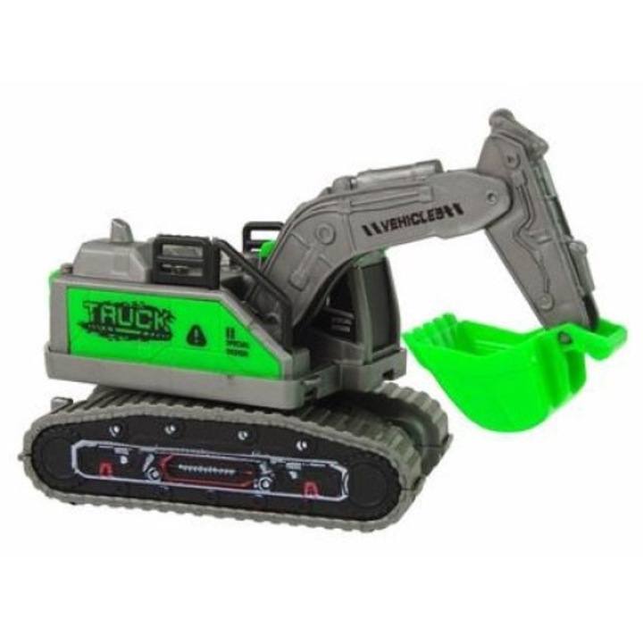 Excavator, Leantoys, Plastic, Verde, 3+