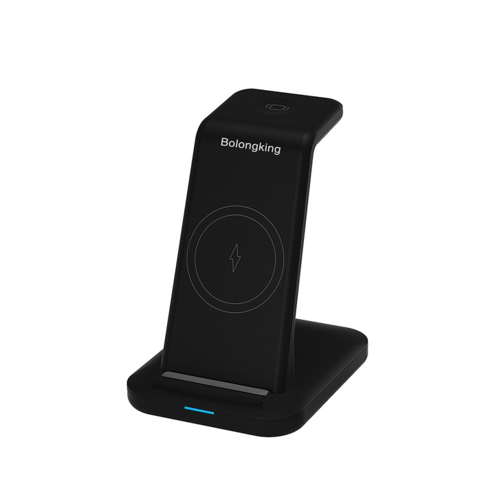 Vezeték nélküli telefontöltő, 4 IN 1, Bolongking, 15 W Magsafe Qi gyorstöltő 36 W PD gyorstöltő port, kompatibilis Apple Watch Airpods iPhone 15/14/13/12Pro/Mini/Max IPAD, IOS, Fekete