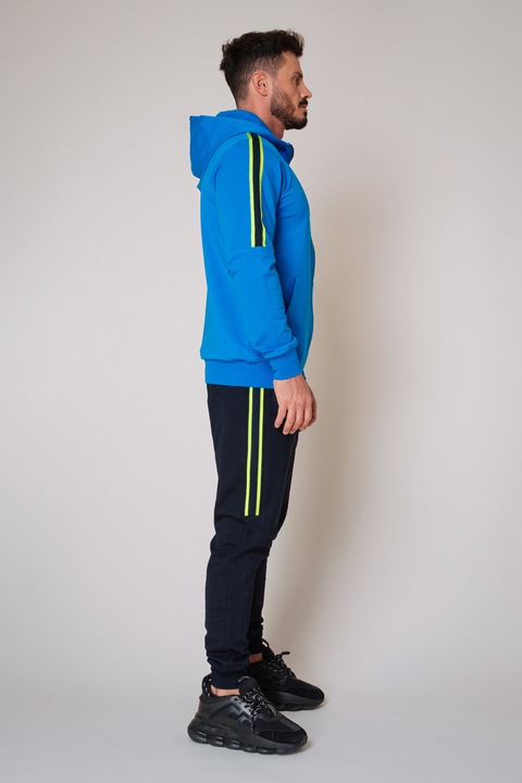 uFIT, Trening cu gluga si benzi contrastante Moon, Albastru royal/Bleumarin, S