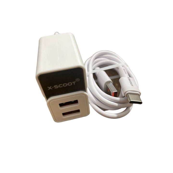 Incarcator USB Travel, 2 Porturi, 5.1A-20W Fast Charge, 5V/5.1A, Compatibil iPhone, Huawei, Samsung, Alb