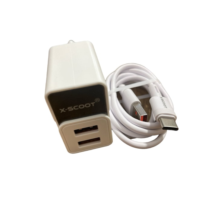USB-Reiseladegerät, 2 Anschlüsse, 5,1 A – 20 W Schnellladung, 5 V/5,1 A, kompatibel mit iPhone, Huawei, Samsung, weiß
