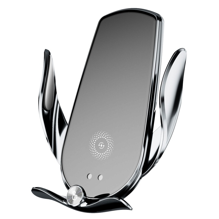 Incarcator Auto Wireless. BesideSolutions. Rotire 360 Grad. Prindere Automata. Silver