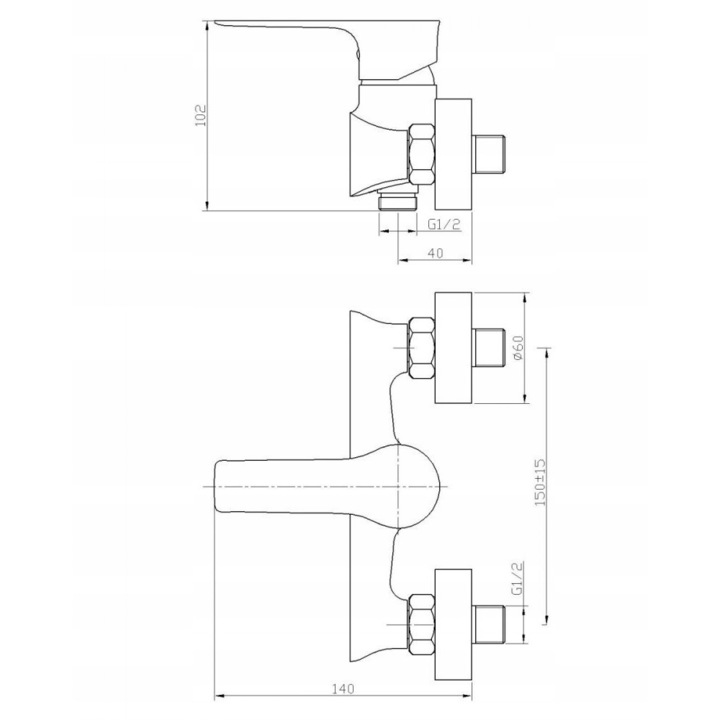 Baterie de dus, LAVEO, Alama, Argintiu