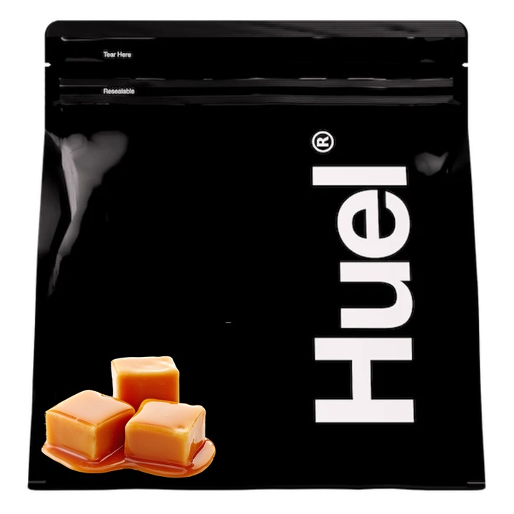 Set proteine vegane cu caramel sarat/pahar pentru masura, Huel, 17 mese, 850 g
