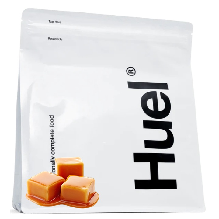Pudra proteica, HUEL, Caramel sarat, 17 mese bogate in proteine + lingura GRATUITA