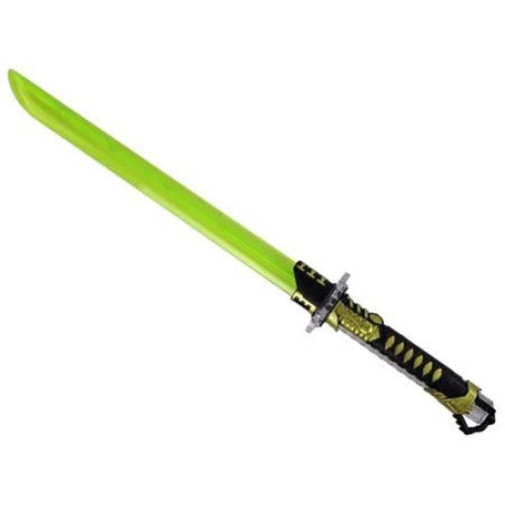 Sabie samurai cu baterii, Leantoys, Plastic, 3+, 9 x 75 cm, Galben