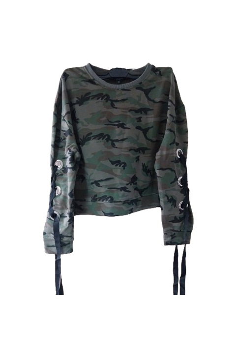 Bluza dama accesorizata cu capse pe maneci Lea & Viola, verde inchis, poliester, marimea S