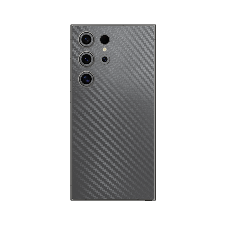 Folie iSkinz pentru Samsung Galaxy S24 Ultra - Carbon Negru, 360 Cut, Skin Adeziv Full Body Cover, Protectie Carcasa Spate si Laterale