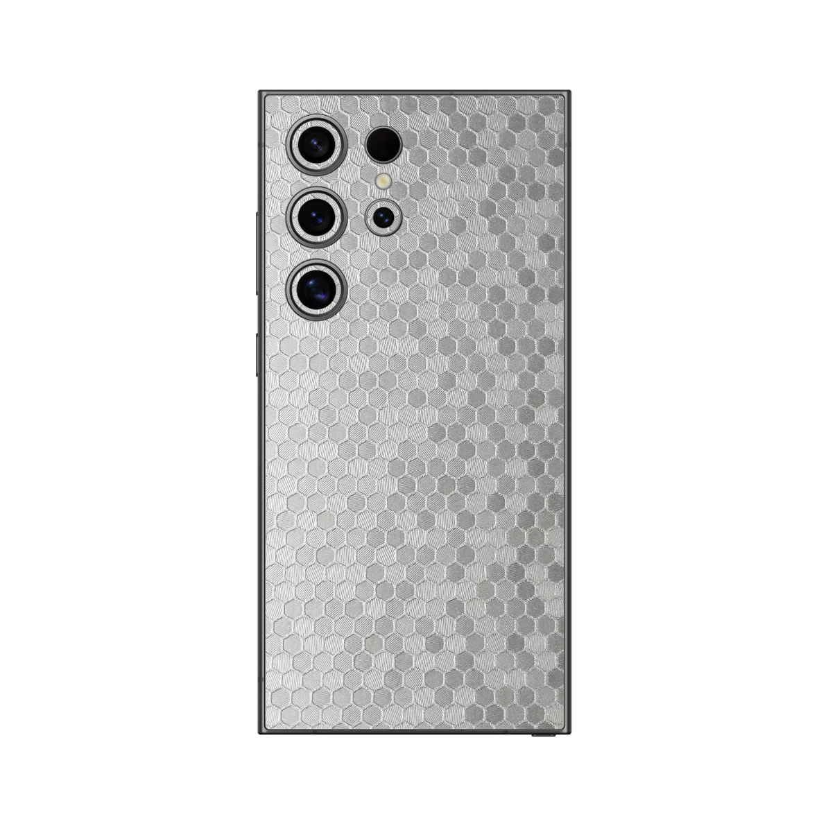 Folie iSkinz pentru Samsung Galaxy S24 Ultra - Honeycomb Argintiu Silver, 360 Cut, Skin Adeziv Full Body Cover, Protectie Carcasa Spate si Laterale