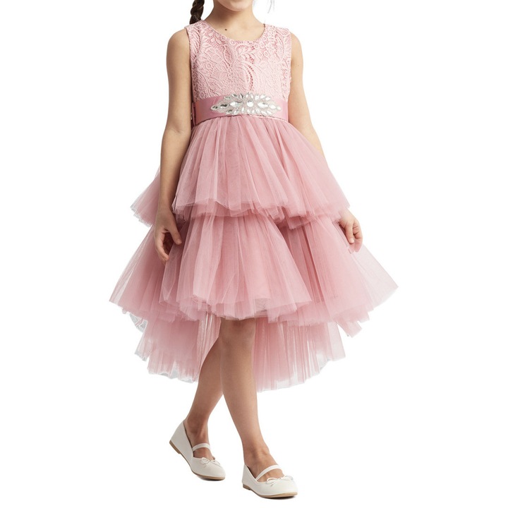 Rochie Chantal pentru Fetițe - Roz, Stil Regal, Roz