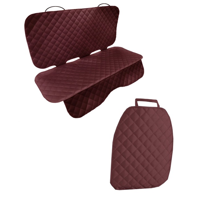 Комплект от 2 протектора за кола, ватирани, универсални, бордо, могат да се перат, водоустойчиви, един брой за задната седалка и един за облегалката на седалката Metru Pratrat