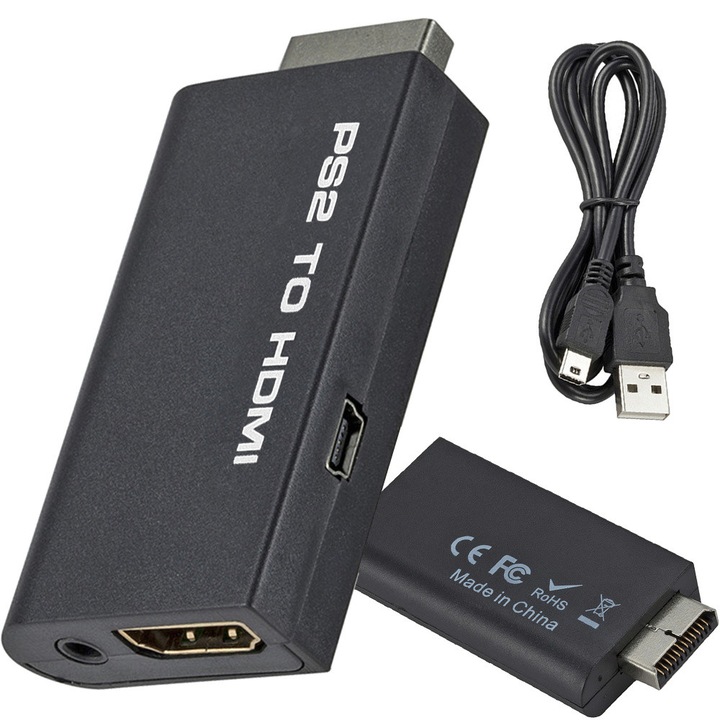 Adaptor audio HDMI pentru PS2, convertor, culoare negru