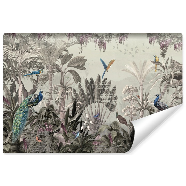 Fototapet Muralo papagali frumosi, colorati, jungla tropicala, animale exotice 90 cm x 60 cm decoratiuni pentru sufragerie