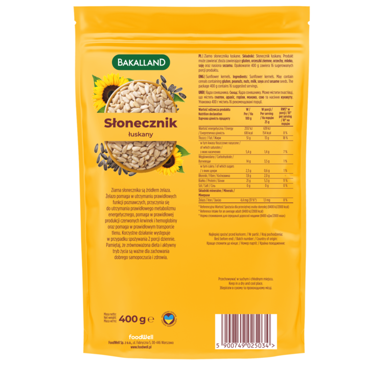 Napraforgómag, Bakalland, 400g