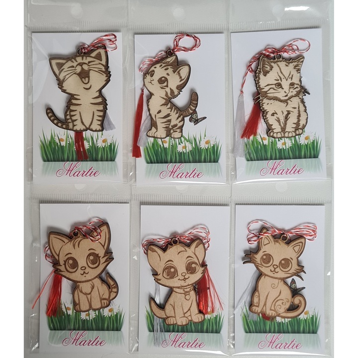 6 db animált macska készlet 1 db, nyírfa rétegelt lemez 3mm