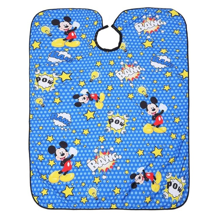 Pelerina tuns Ardette, PEL36, Albastra, Imprimeu Mickey, pentru copii, salon frizerie coafor