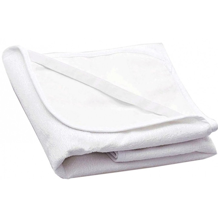 Protectie impermeabila pentru saltea, cu benzi elastice de fixare la colturi, lavabila, antialergica si anti-acarieni, dimensiune 120 x 60 cm, white