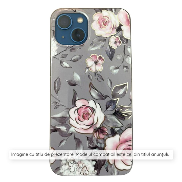 Калъф за iPhone 15 Pro - Techsuit Marble Series - Bloom of Ruth Grey