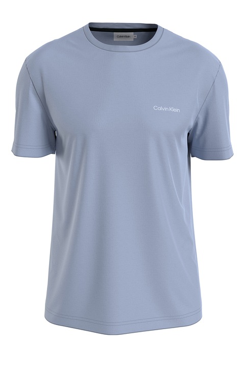 CALVIN KLEIN, Памучна тениска с овално деколте, Прашно синьо