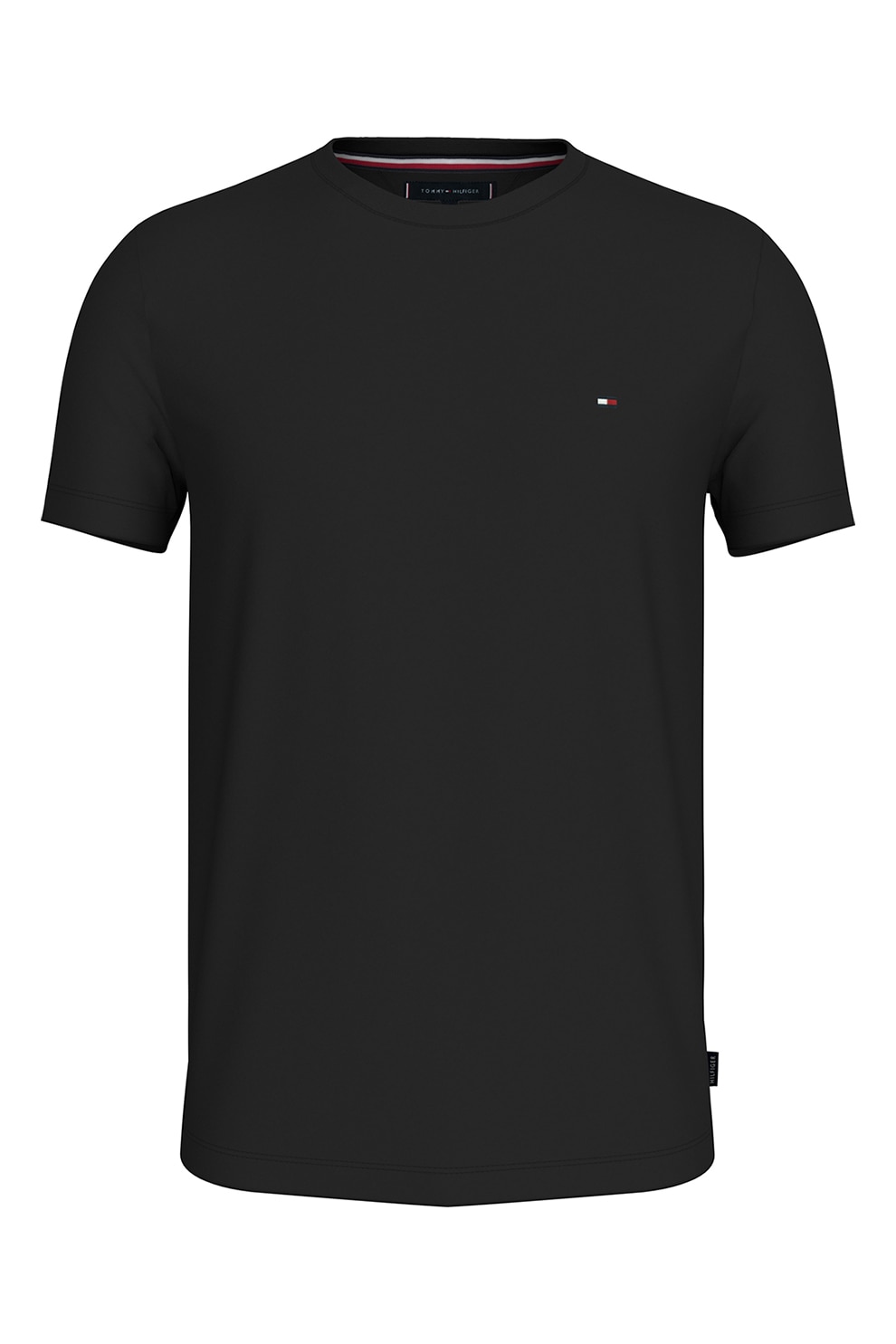 Tommy Hilfiger, Tricou slim fit cu decolteu la baza gatului, Negru, 2XL