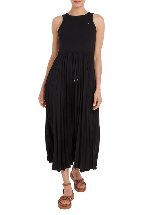 Tommy Hilfiger, Rochie midi plisata, Negru