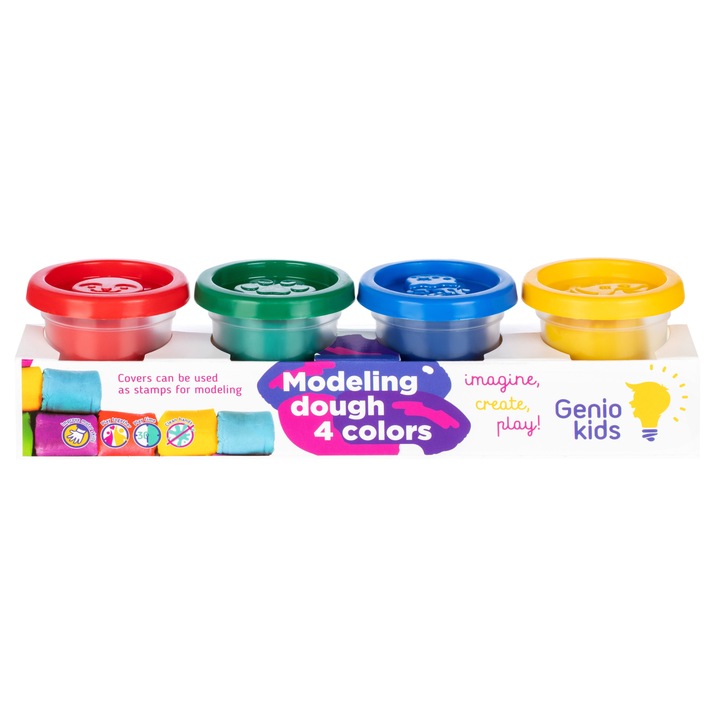 Пластилин Genio Kids, 4 цвята, 200 гр