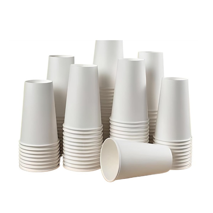 Pahar carton alb, single walled, 12 Oz / 355 ml - 50 bucati