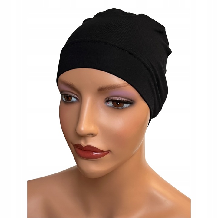 Turban dama, Eva Design, Fibre de bambus, Negru, 55-60 cm