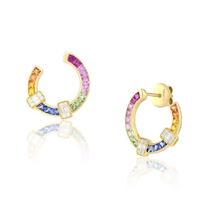 Cercei Aur 18k Diamante, Safire Multicolore DERUVO, E5616MSD-Y