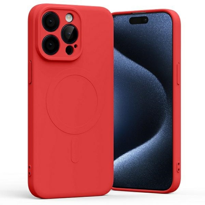 Кейс за iPhone 15 Pro Max силиконов magsafe червен