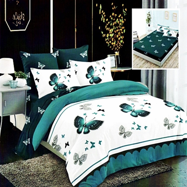 Lenjerie de pat Finet, cearceaf cu elastic, 6 piese, pentru pat dublu, multicolor, Ralex Pucioasa, 160x200cm, LDP-FINH-10046