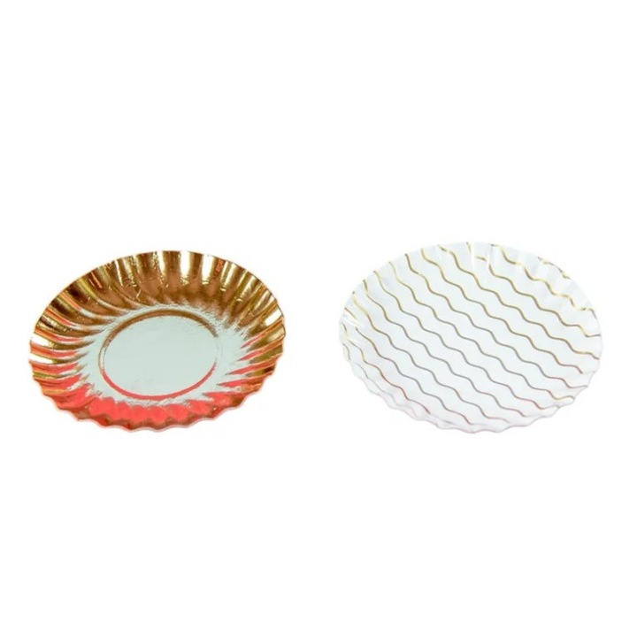 Set tavite plastifiate cu dungi 1 prajitura, 500 buc, dimensiune 9 cm