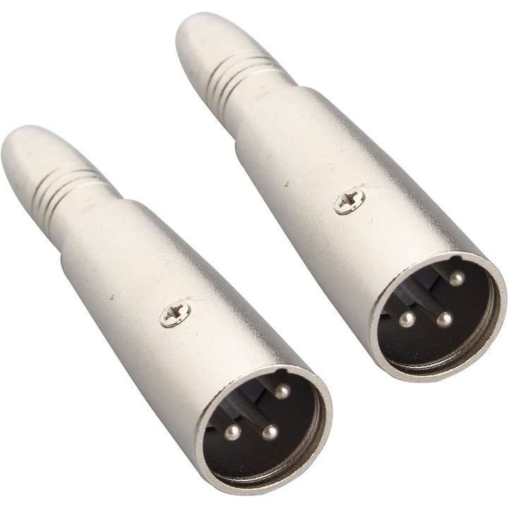 2 db audioadapter készlet, Jormftte, XLR 3 tűs dugó - Jack 6,35 mm mono, 8,3 x 1,8 cm, ezüst