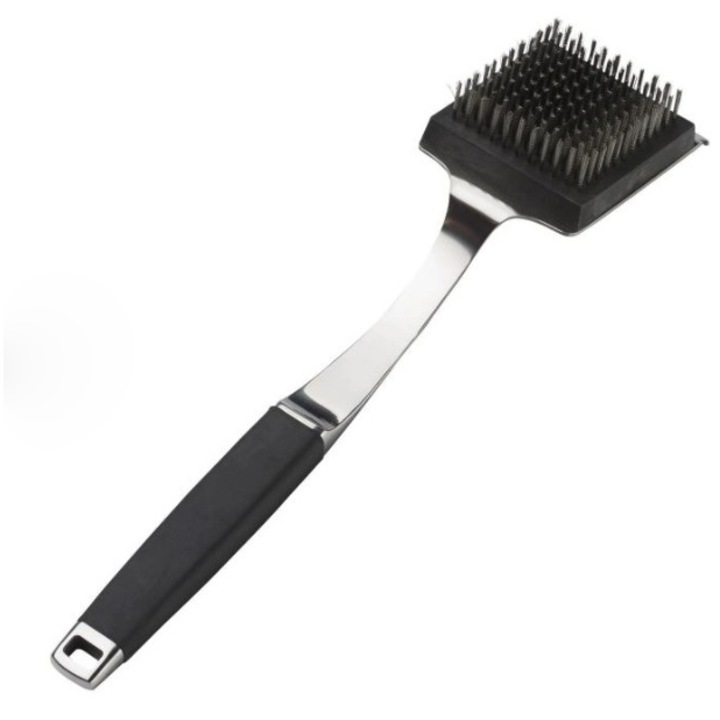Perie pentru gratar Pure Landmann, 42 cm, zimti din inox, corp din inox, maner cauciucat, capat interschimbabil